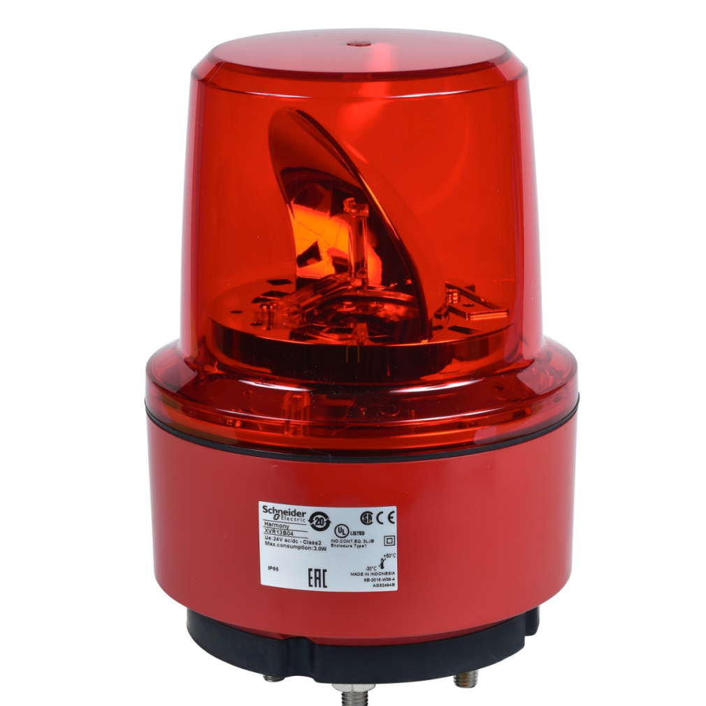 Forgótükrös jelzőfény, 130mm, IP66, piros, 24VDC, rezgésálló XVR13B04 Schneider