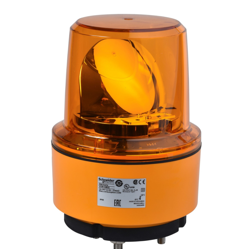 XVR13B05 forgótükrös jelzőfény, 130mm, IP66, narancs, 24VDC, rezgésálló Schneider
