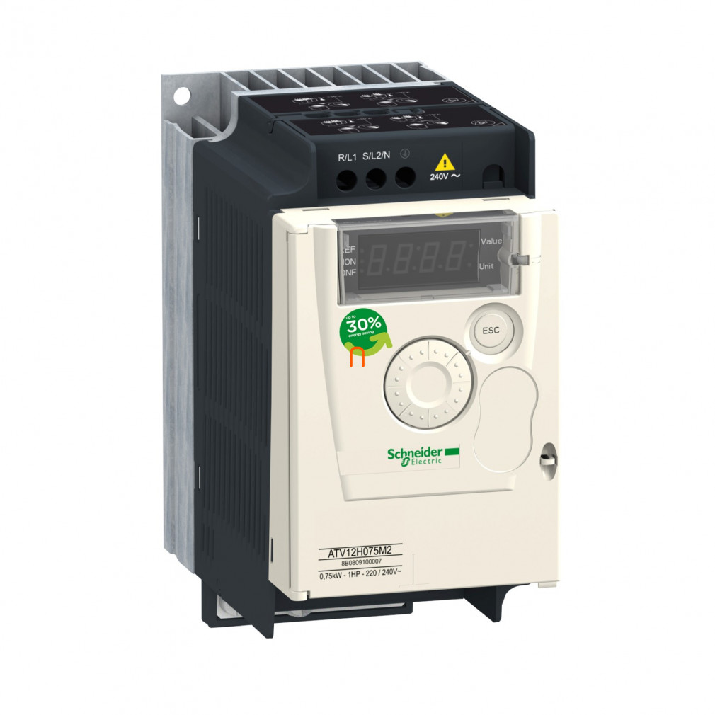 Schneider frekvenciaváltó 1F, 230V, 0,75kW hűtőbordás - Altivar 12 ATV12H075M2