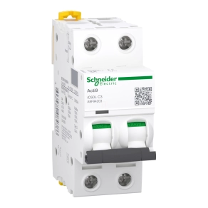   Schneider Electric Acti9 iC60L - A9F94203 - kismegszakító, 2P, C, 3A, monokonnekt