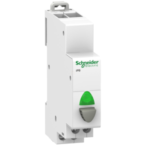   Schneider Electric Acti9 iPB - A9E18036 - nyomógomb, 1NO, szürke, zöld LED, 110 - 230VAC