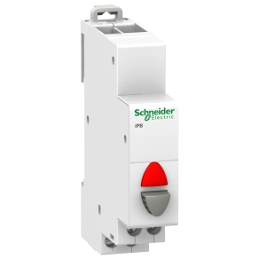 Schneider Electric Acti9 iPB - A9E18039 - nyomógomb, 1NC, szürke, piros LED, 12 - 48VAC