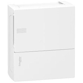   Schneider Electric Resi9 Mini Pragma - MIP12108 - Kiselosztó, teli ajtó, falon kívüli, 1x8 modul, PEN sín, fehér