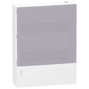   Schneider Electric Resi9 Mini Pragma - MIP12212T - Kiselosztó, tejüveg hatású átlátszó ajtó, falon kívüli, 2x12 modul, PEN sín, fehér