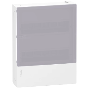 Schneider Electric Resi9 Mini Pragma - MIP12212T - Kiselosztó, tejüveg hatású átlátszó ajtó, falon kívüli, 2x12 modul, PEN sín, fehér