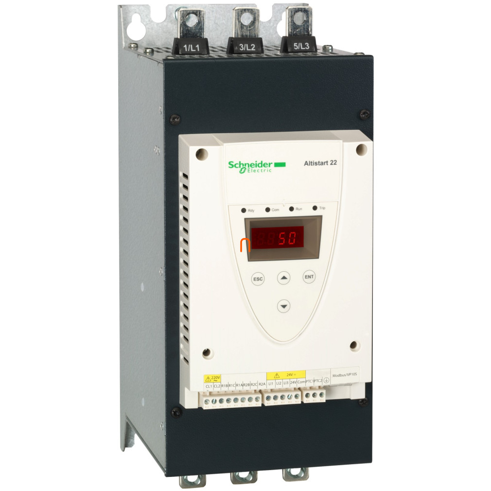 Altistart 22 lágyindító, 110A, 3f, 208…600VAC, 230VAC vezérlőfeszültség, Modbus RTU ATS22C11S6 Schneider