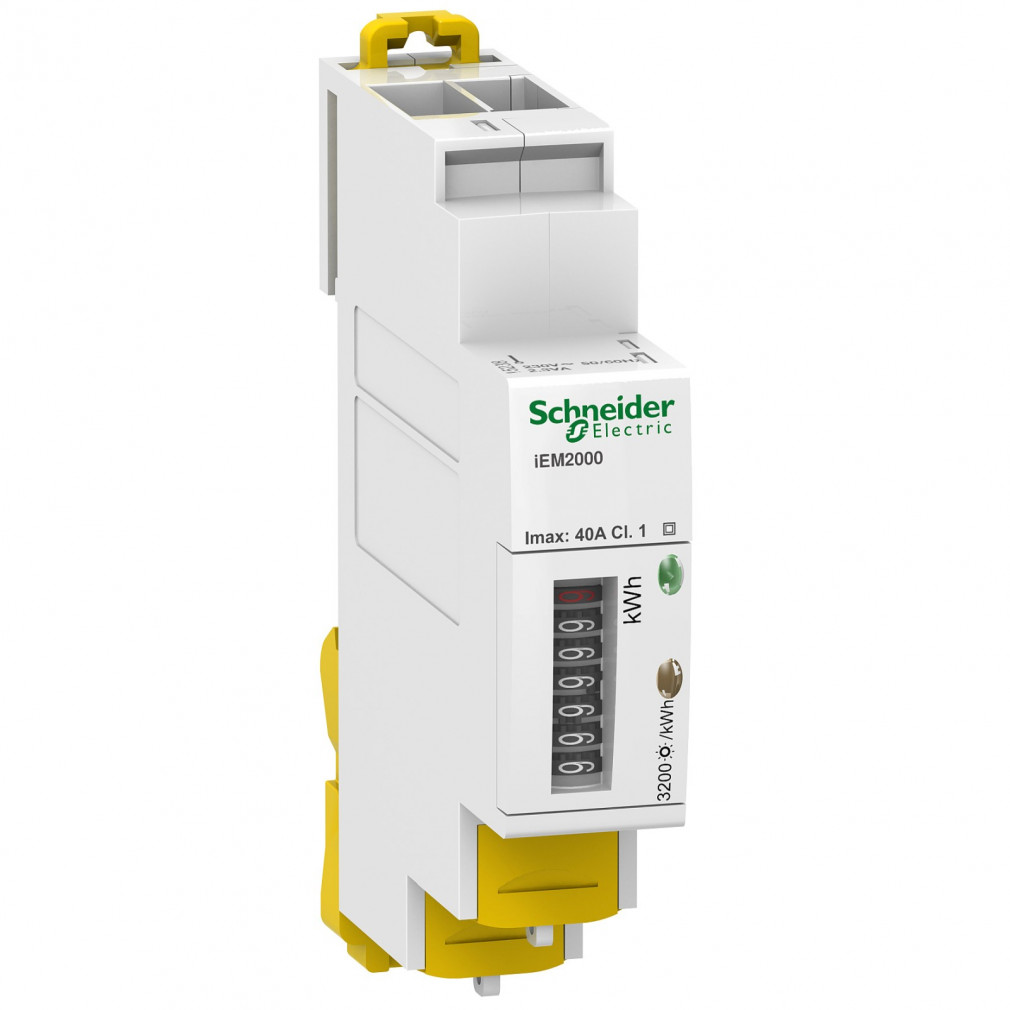 Schneider fogyasztásmérő direkt 1F 40A mechanikus, MID hitelesített, DIN sínre, A9MEM2000