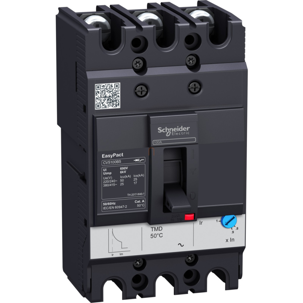 EasyPact CVS100BS 3P 25kA komplett megszakító TM16D 3P3D kioldóval LV510930 Schneider