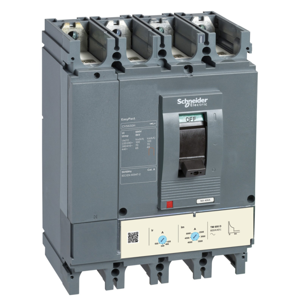 EasyPact CVS400F 4P 36kA komplett megszakító TM320D 4P3D kioldóval LV540308 Schneider