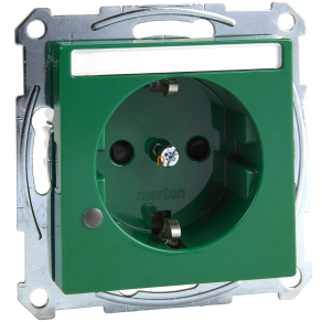   Schneider Merten 2P+F csatlakozóaljzat (GYV) biztonsági zsalus, jelzőfénnyel, feliratozható, rugós bekötés, 16A, System-M, zöld MTN2303-0304