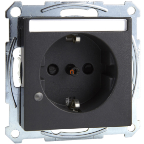   Schneider Merten System M 2P+F csatlakozóaljzat (GYV) biztonsági zsalus, feliratozható, jelzőfénnyel, rugós bekötés, 16A, antracit MTN2303-0414