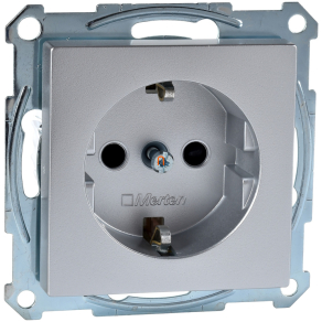   Schneider Merten 2P+F csatlakozóaljzat, (GYV) biztonsági zsalus, csavaros bekötés, 16A, System-M, alumínium MTN2400-0460