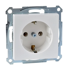   Schneider Merten System M SCHUKO csatlakozóaljzat fedlappal, csavaros, polár fehér, fényes MTN2401-0319 – Készlet erejéig!!!