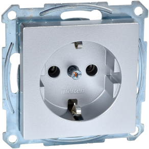   Schneider Merten System M Schuko csatlakozóaljzat fedlappal, csavaros, alumínium MTN2401-0460