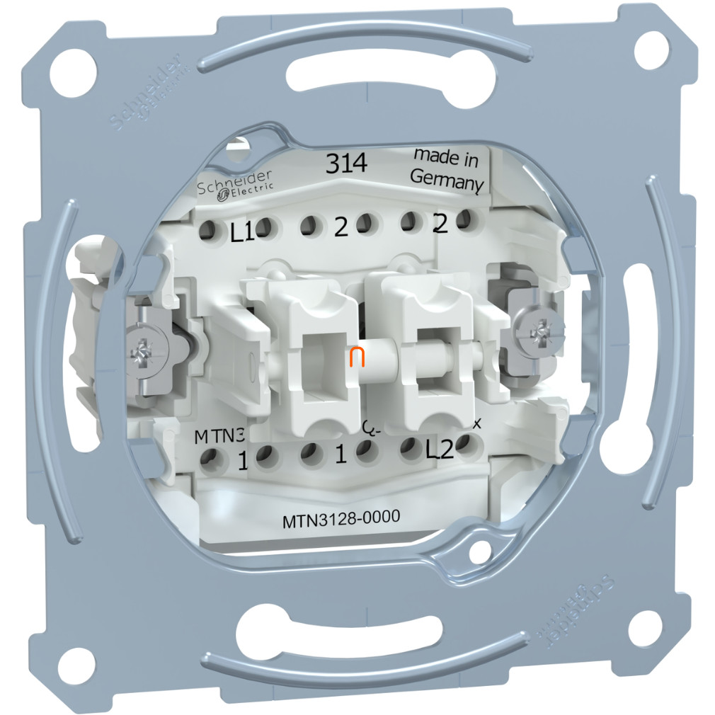 Schneider Merten csillárkapcsoló, váltókapcsolóval és nyomóval, rugós bekötés 10A