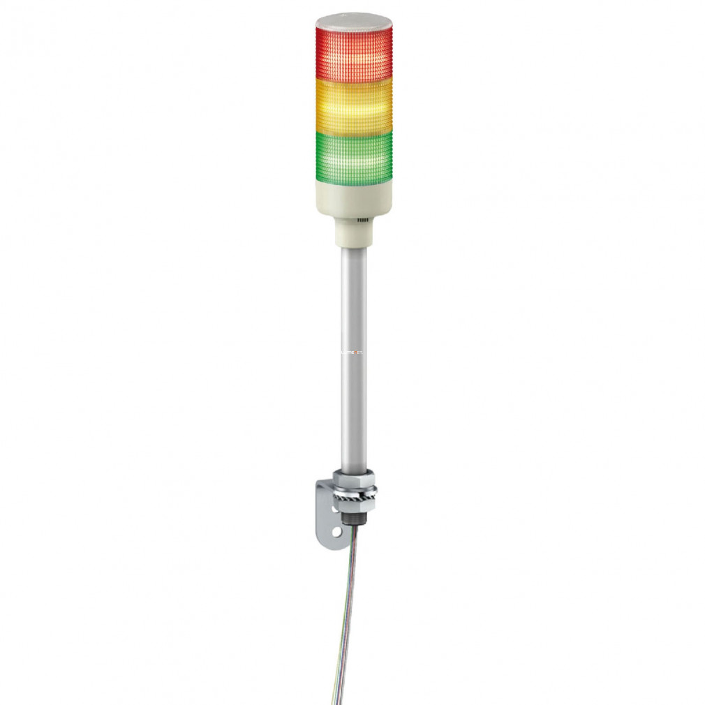 Schneider Harmony Easy komplett fényoszlop, 3 szintes, piros-narancs-zöld, 24 VAC/DC, tartócsöves, L-konzolos L-konzolos rögzítésű (XVGB3)