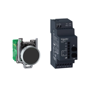 Schneider Electric Harmony XB4 - XB4RFA02 - vezetéknélküli fém nyomógomb készlet (nyomógomb+vevő) , 24 - 240VAC/DC, Zigbee, programozható
