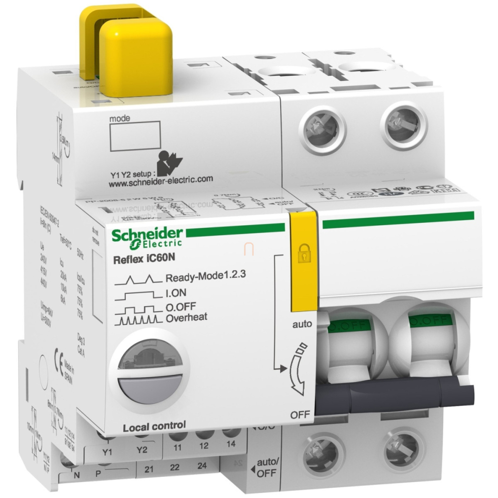ACTI9 Reflex iC60N beépített megszakító vezérlés, 2P, C, 10A A9C62210 Schneider