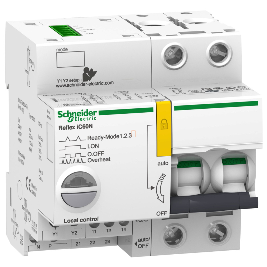 ACTI9 Reflex iC60N beépített megszakító vezérlés, 2P, C, 25A A9C62225 Schneider