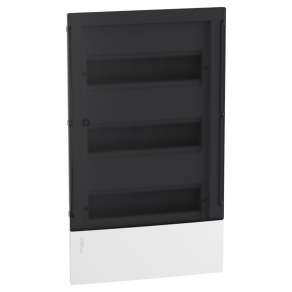   Schneider Electric Resi9 Mini Pragma - MIP22312S - Kiselosztó, füstszínű átlátszó ajtó, süllyesztett, 3x12 modul, PEN sín, komplett, fehér