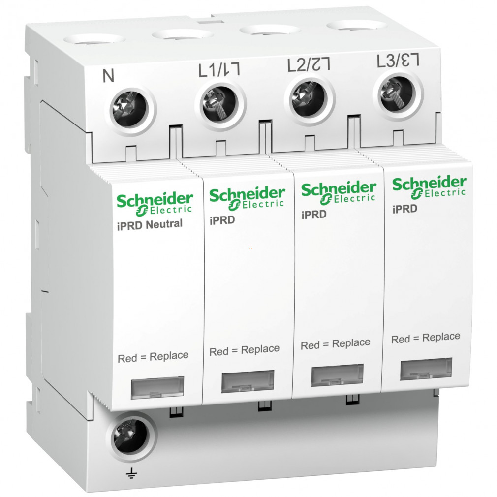 Schneider ACTI9 iPRD túlfeszültség-korlátozó, cserélhető betéttel, távjelzéssel, 40kA, 3P-N, 350V (A9L40601)