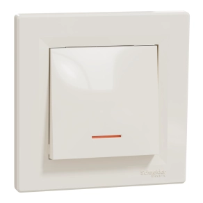 Schneider Electric Asfora - EPH1400123 - Egypólusú kapcsoló, jelzőfényes, rugós bekötés, bézs