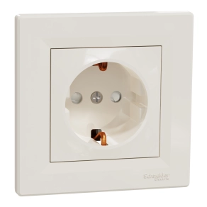 Schneider Electric Asfora - EPH2900223 - 2P+F csatlakozóaljzat, biztonsági zsaluval, csavaros, kerettel, bézs