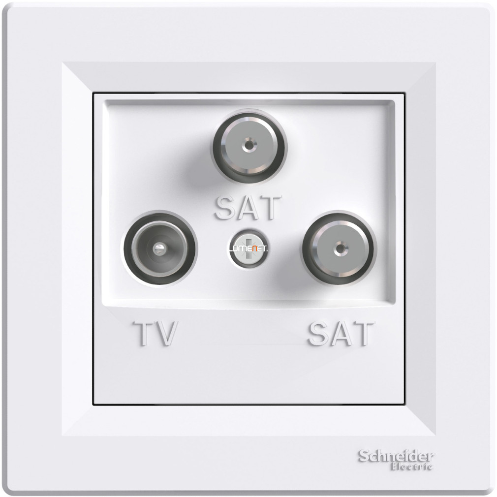 Schneider Electric Asfora süllyesztett TV/SAT/SAT végzáró csatlakozóaljzat kerettel és fedéllel, 1dB, fehér