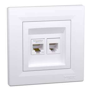   Schneider Electric Asfora - EPH4900121 - RJ45 Cat5e UTP + RJ12 aljzat, fehér