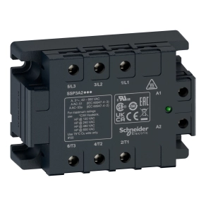 Schneider Electric Harmony Solid State Relays - SSP3A225BDRT - SSP szilárdtestrelé, panelre szerelhető, 3f, pillanat kapcsolás, 3NO, 48 - 530VAC, 25A, 24VDC, hőátadóval