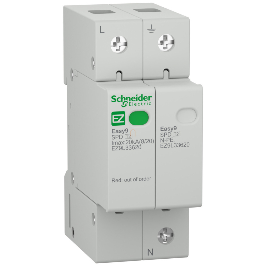 Schneider Easy9 Pro túlfeszültség-korlátozó, T2, 20kA, 1P+N (EZ9L33620)