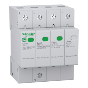   Schneider Electric Easy9 Pro - EZ9L33745 - Túlfeszültség-korlátozó, T2, 45kA, 3P-N