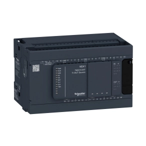 Schneider Electric Modicon M241 - TM241C24T -gépvezérlő PLC, 24 I/O, tranzisztor (source) kimenet, RS232/RS485, RS485, 24 VDC
