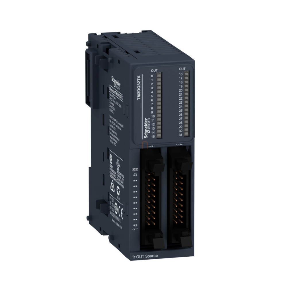 TM3DQ32TK Modicon TM3 bővítő modul, 32 digitális tranzisztor (source) kimenet, 24 VDC, HE10 Schneider