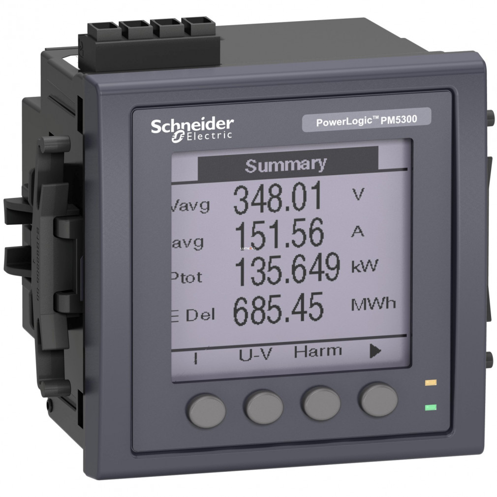 Schneider teljesítménymérő,Ethernet, memória, 2DI / 2DO, riasztások, 100-415 V AC (METSEPM5320)