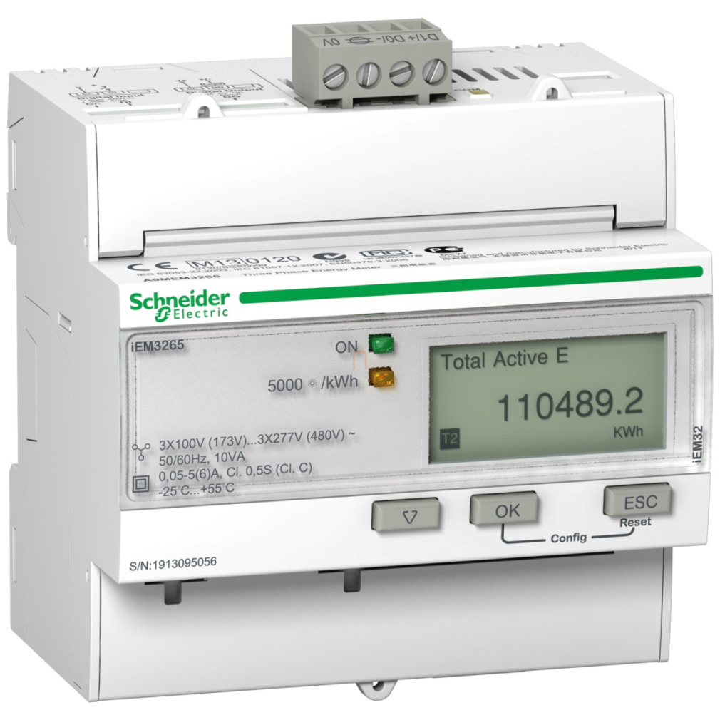 Fogyasztásmérő áramváltós 3F digitális, MID hitelesített, DIN sínre, Bacnet A9MEM3265 Schneider
