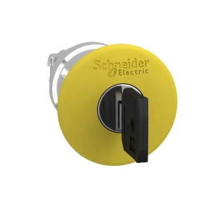 Schneider Electric Harmony XB4 - ZB4BS15 - sárga gomba Ø40 mm vészleállító Ø22 kulcsos visszatérítésű 455E