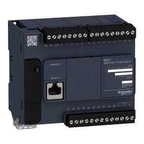 Schneider Electric Modicon M221 - TM221C24T - gépvezérlő PLC, 24 I/O, tranzisztor (source) kimenet, RS232/RS485, 24 VDC