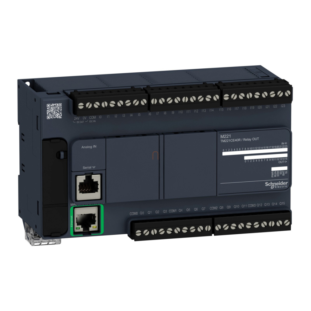 TM221CE40R Modicon M221 gépvezérlő PLC, 40 I/O, relé kimenet, RS232/RS485, Ethernet Modbus TCP/IP 100...230 VAC Schneider