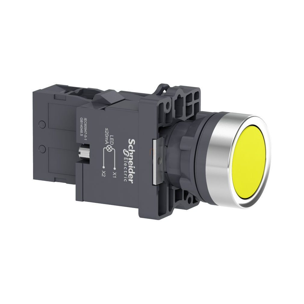 Harmony Easy Series Világító nyomógomb, D22, sárga, 220…230V AC, 1NO XA2EW35M1 Schneider