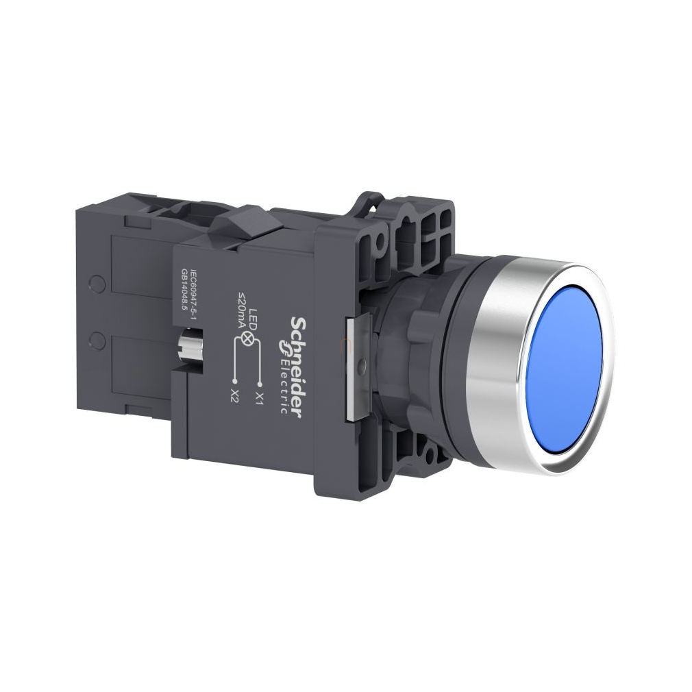 Harmony Easy Series Világító nyomógomb, D22, kék, 220…230V AC, 1NO XA2EW36M1 Schneider