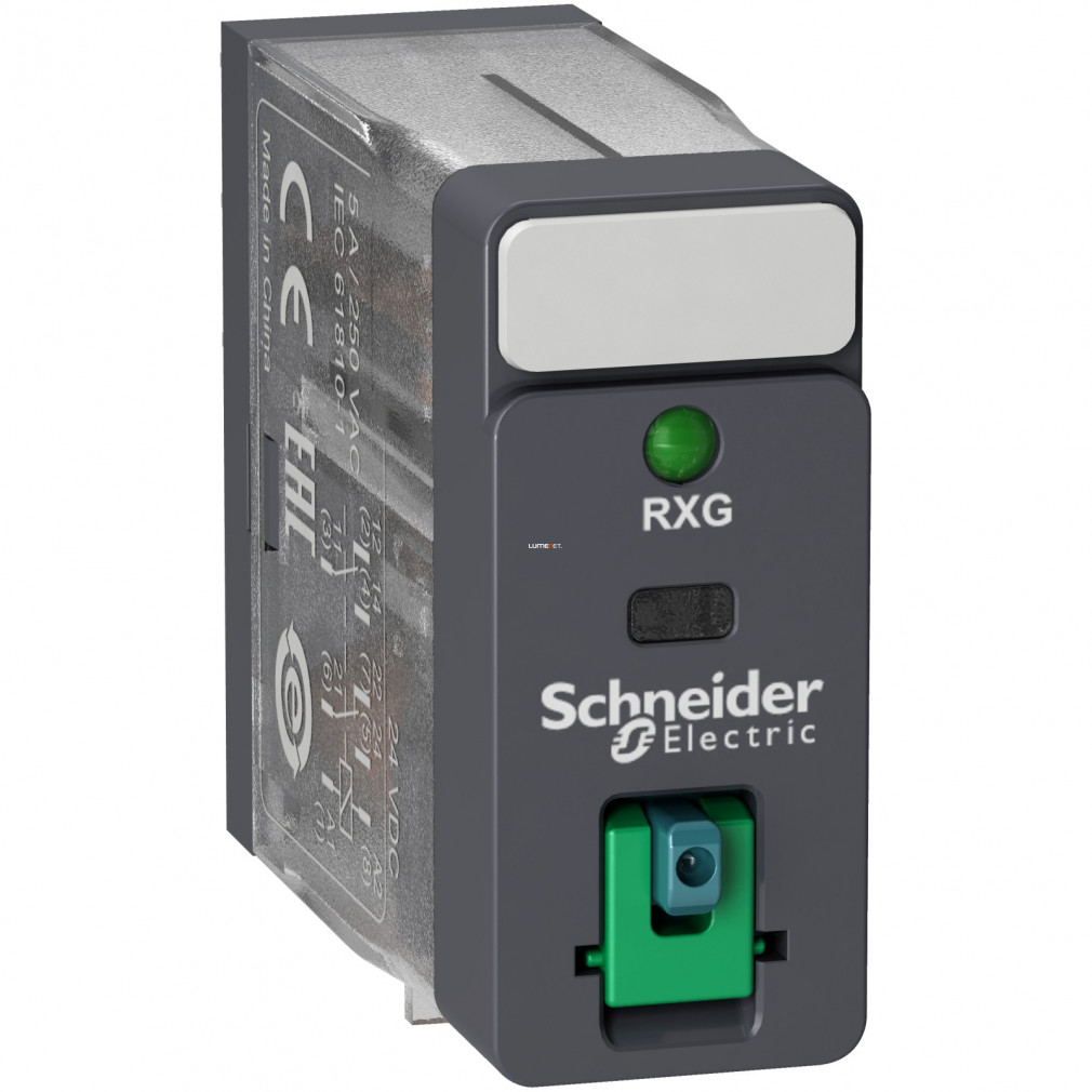 Schneider Interfész relé, 2CO, 5A, 24VDC, tesztgomb, LED RXG22BD (RXG)