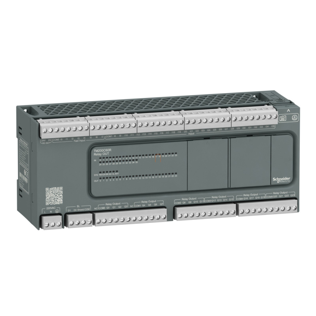 Modicon M200 Easy PLC, 60 I/O1xRS485, relés kimenet, 230 VAC TM200C60R Schneider