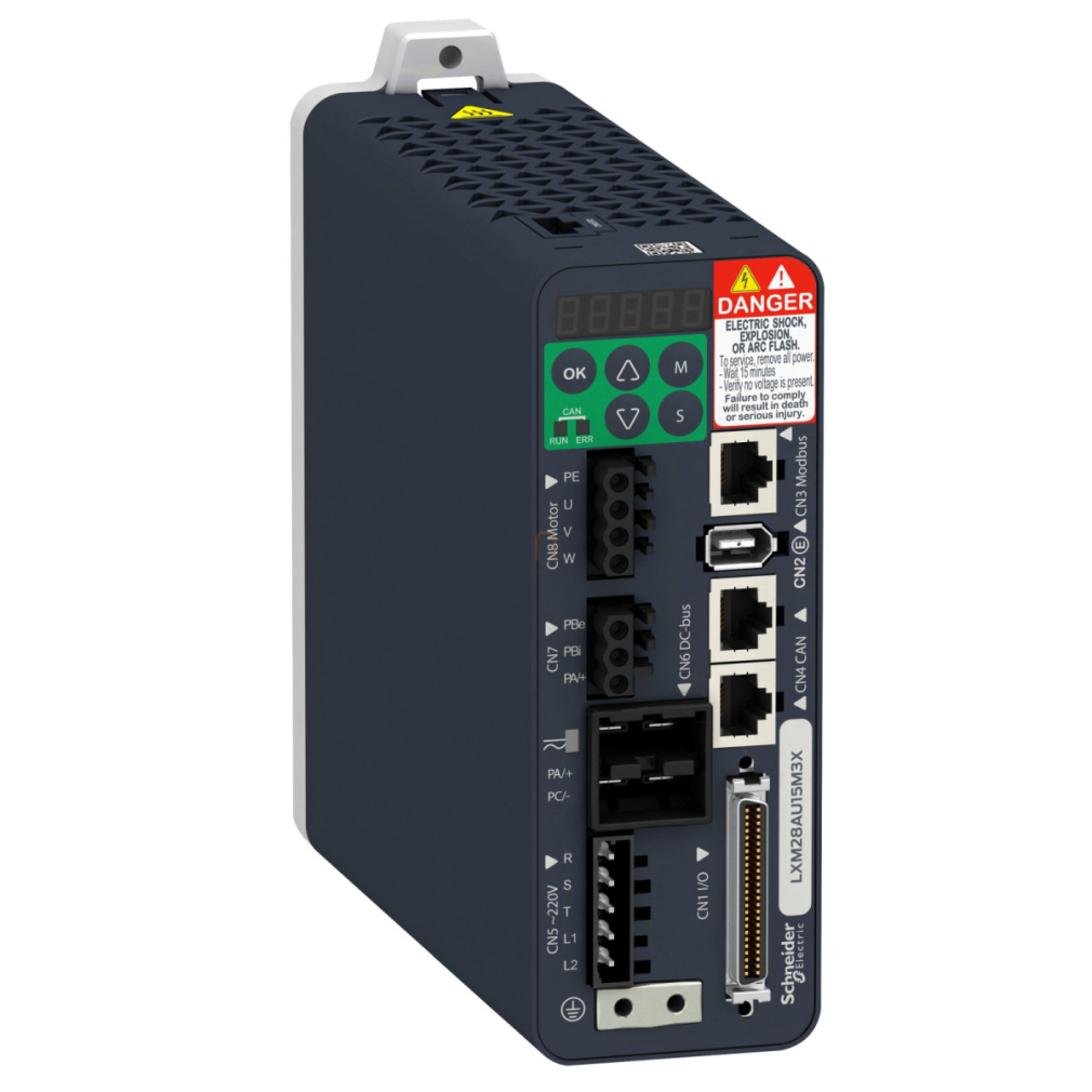 Lexium 28 szervohajtás, 1500 W, 1/3f, 230 VAC, 1x Modbus, 2x CANopen/CANmotion LXM28AU15M3X Schneider