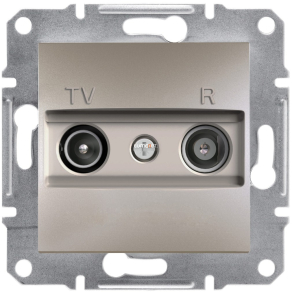   Schneider Electric Asfora süllyesztett TV/R végzáró csatlakozóaljzat fedéllel, 1dB, bronz