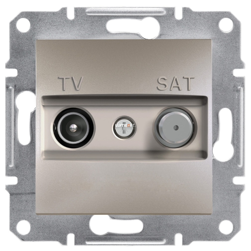 Schneider Electric Asfora süllyesztett TV/SAT átmenő csatlakozóaljzat fedéllel, 8dB, bronz