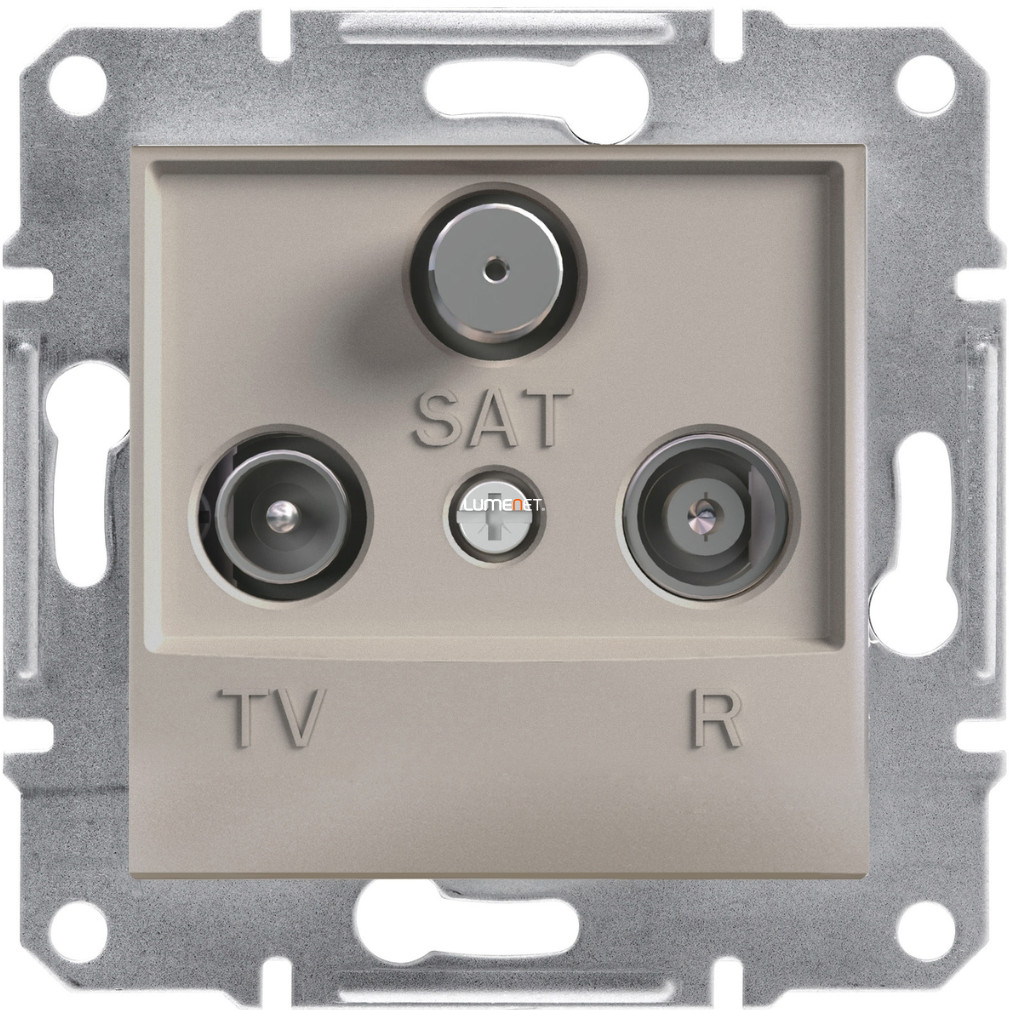 Schneider Electric Asfora süllyesztett TV/R/SAT átmenő csatlakozóaljzat fedéllel, 8dB, bronz