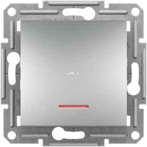   Schneider Electric Asfora süllyesztett egypólusú nyomókapcsoló fedéllel, jelzőfénnyel, alumínium