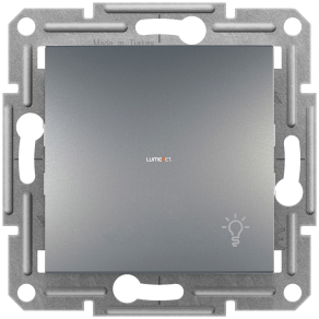   Schneider Electric Asfora süllyesztett egypólusú nyomókapcsoló fedéllel, lámpajellel, rugós bekötés, acél