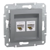 Schneider Electric Asfora - EPH4400162 - 2xRJ45 Cat5e UTP aljzat, acél